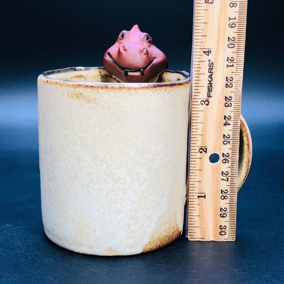 Vintage 70s UCTCI Anthropomorphic Lizard Mug, Japan Redware Pottery Coffee Cup - Picture 12 of 12